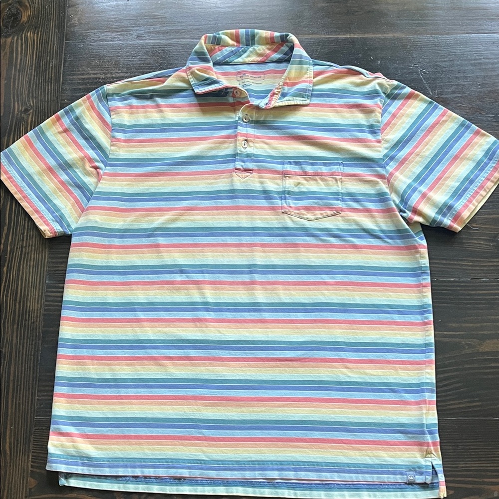 Peter Millar Pastel Rainbow Striped Polo Shirt